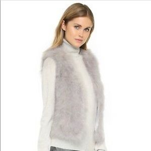 Club Monaco violet ostrich feather vest